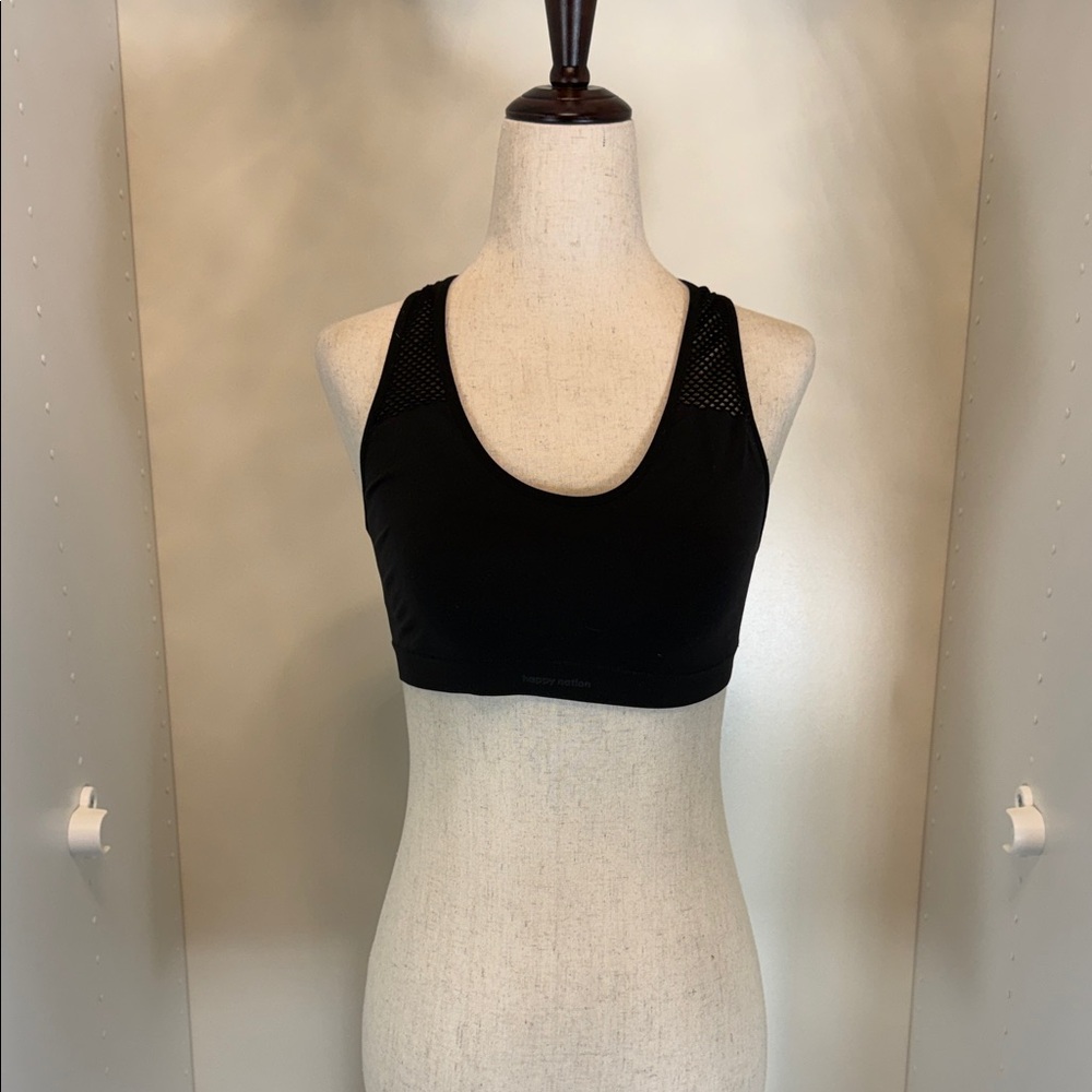 EUC Happy Nation Women's Black Sports Bra